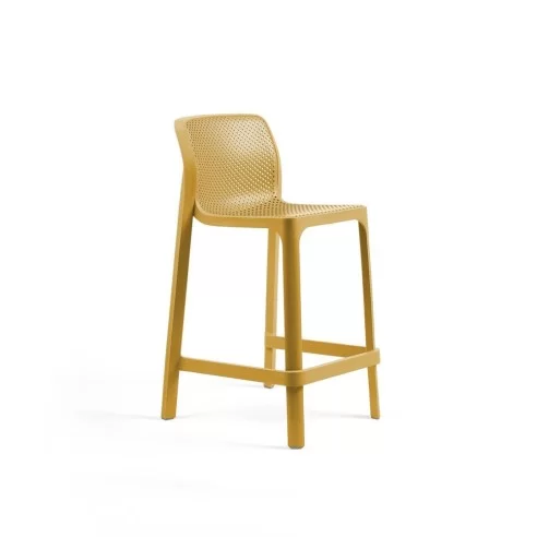 Chaise haute mini en résine NET anthracite renforcé fibre de verre assise et dossier ajourés