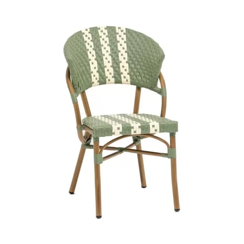 Chaise en aluminium brown MOLENE tressage wicker bicolore