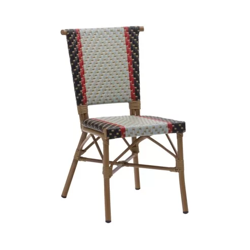 Chaise en aluminium rotin PIGALE tressage wicker multicolore