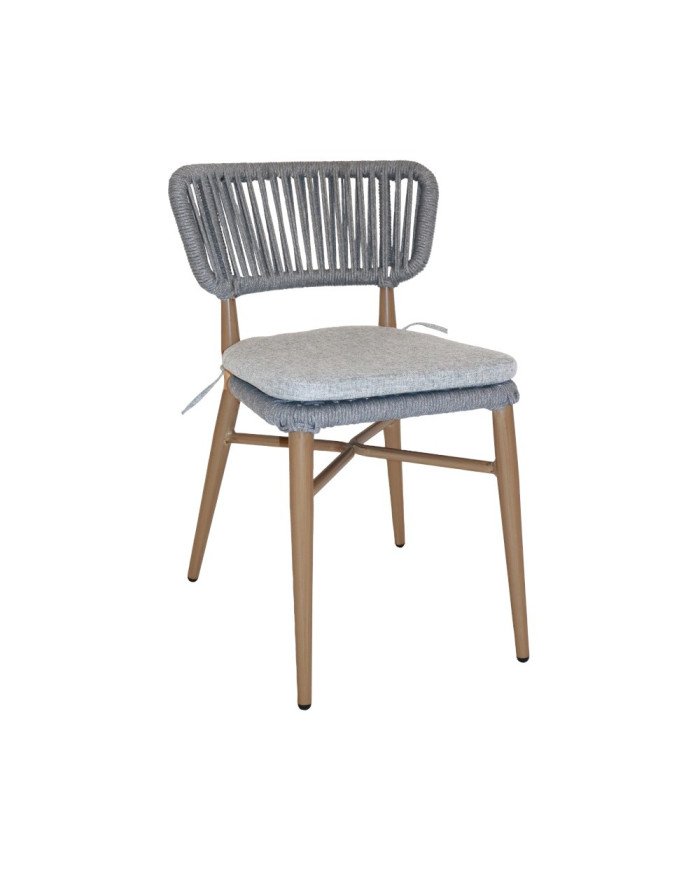 Chaise en aluminium naturel NORDIC tressage rope dark grey coussin d'assise