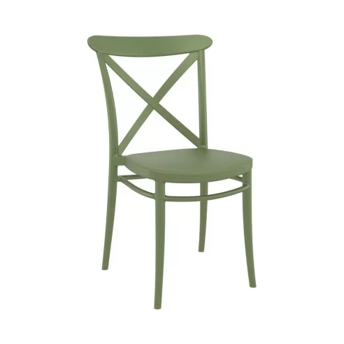 Chaise en résine CROSS vert olive