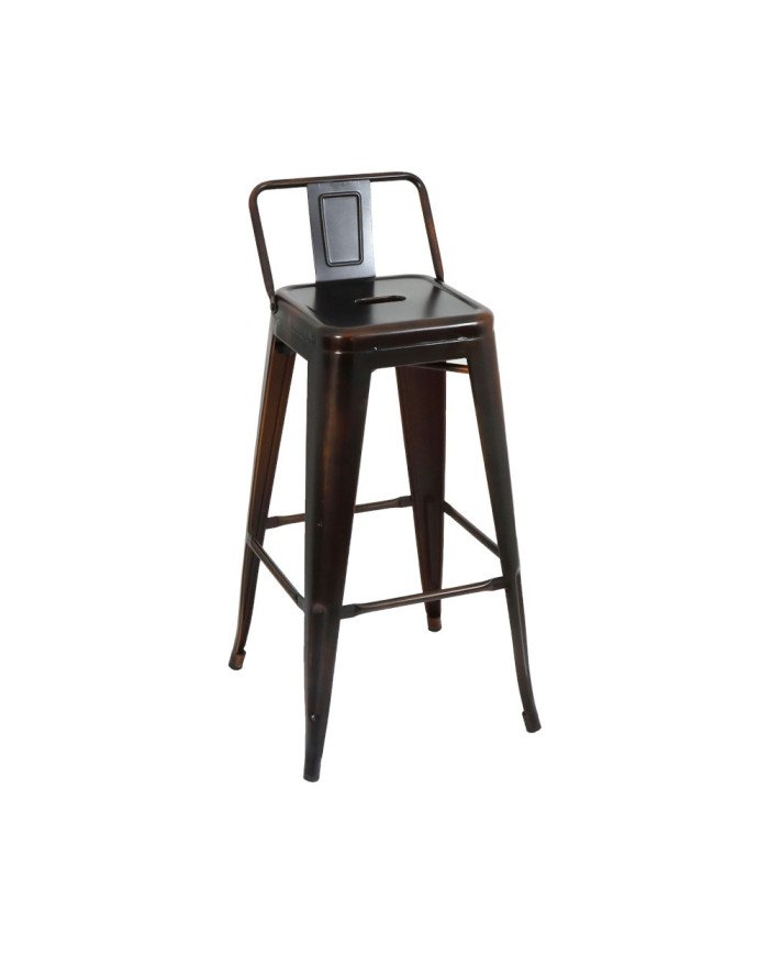 Chaise haute en métal FUSION finition époxy brown black vintage