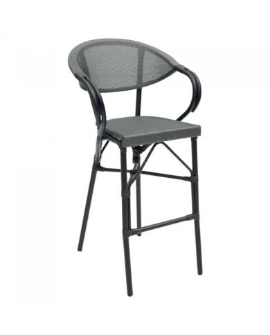 Fauteuil haut en aluminium MODENE black/silver assise et dossier textylène