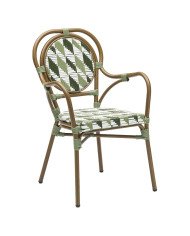 Fauteuil en aluminium et dossier tressé EMERAUDE