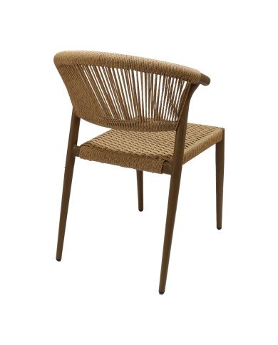 Chaise en aluminium wood walnut PHUKET assise et dossier tressage corde nature 6