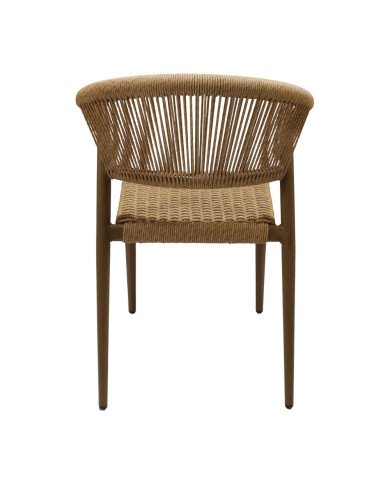 Chaise en aluminium wood walnut PHUKET assise et dossier tressage corde nature 7