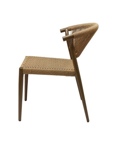Chaise en aluminium wood walnut PHUKET assise et dossier tressage corde nature 10