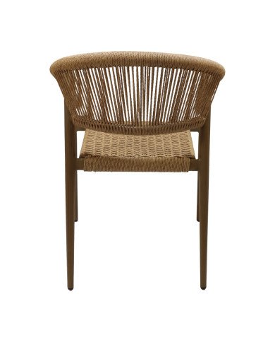 Fauteuil en aluminium wood walnut PHUKET assise et dossier tressage corde nature 6