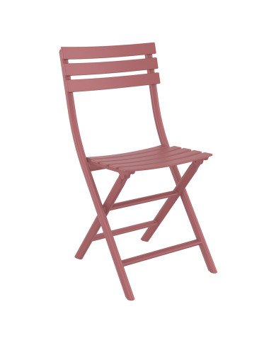 Chaise pliante en résine HELEN assise et dossier à lattes marsala