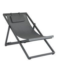 Chilienne en aluminium toile textylène noir avec repose tête