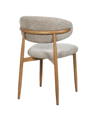 Bridge KYOTO en métal imitation bois assise et dossier tapissés taupe 3