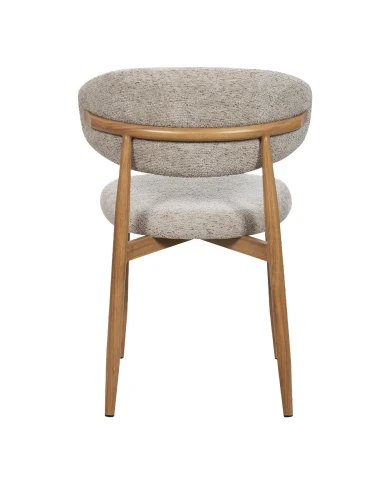 Bridge KYOTO en métal imitation bois assise et dossier tapissés taupe 4