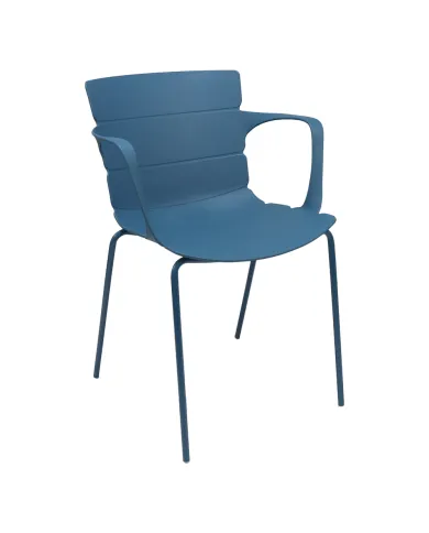Fauteuil ROMA structure acier et coque polypropylène bleu