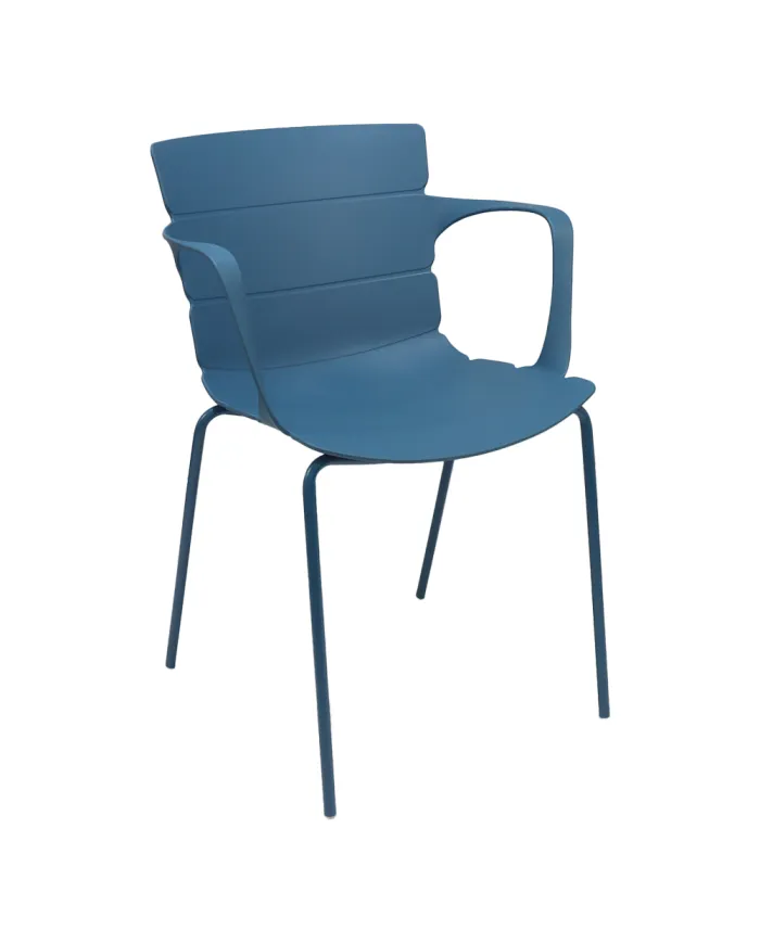 Fauteuil ROMA structure acier et coque polypropylène bleu