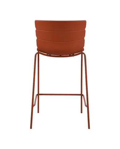 Chaise haute ROMA structure acier et coque polypropylène terracotta foncé