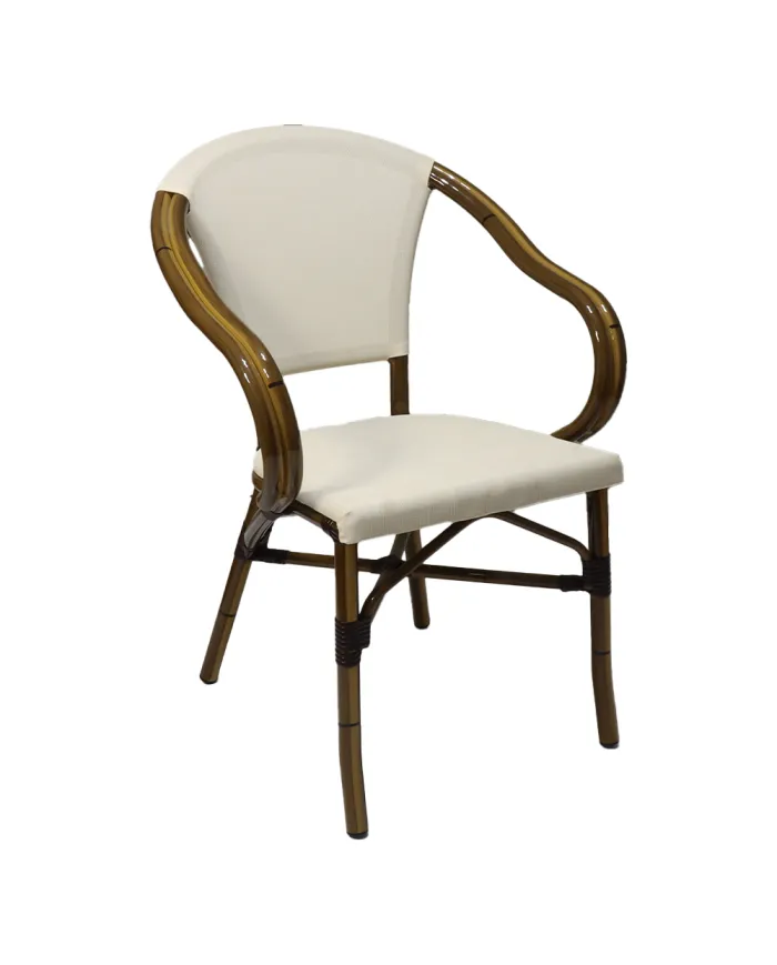 Fauteuil CORDOBA structure aluminium assise et dossier coloris crème