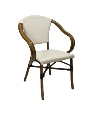 Fauteuil CORDOBA structure aluminium assise et dossier coloris crème