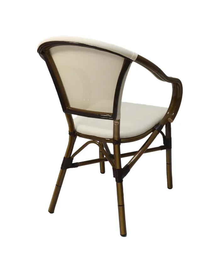 Fauteuil CORDOBA structure aluminium assise et dossier coloris crème