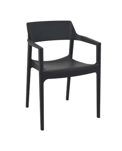 Fauteuil TULUM structure résine dossier strié noir
