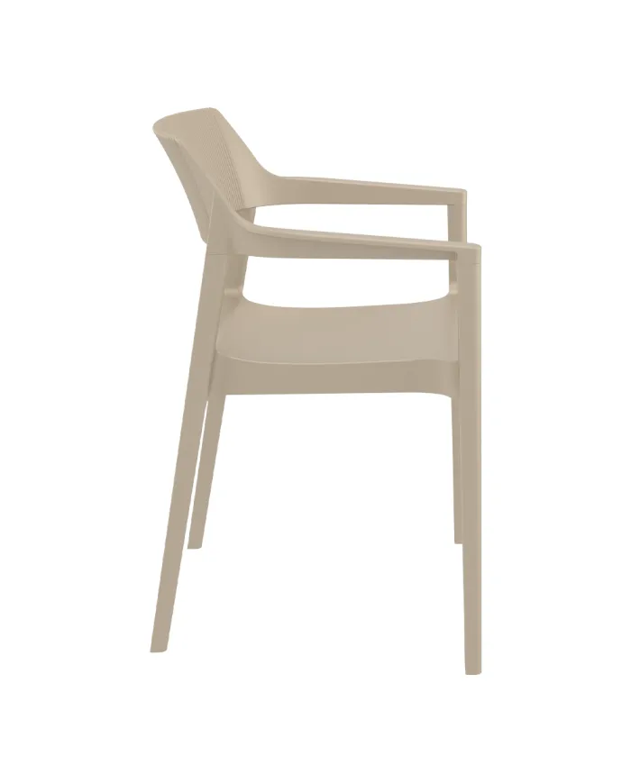 Fauteuil TULUM structure résine dossier strié tourterelle