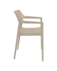 Fauteuil TULUM structure résine dossier strié tourterelle