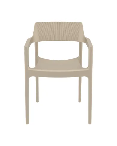 Fauteuil TULUM structure résine dossier strié tourterelle