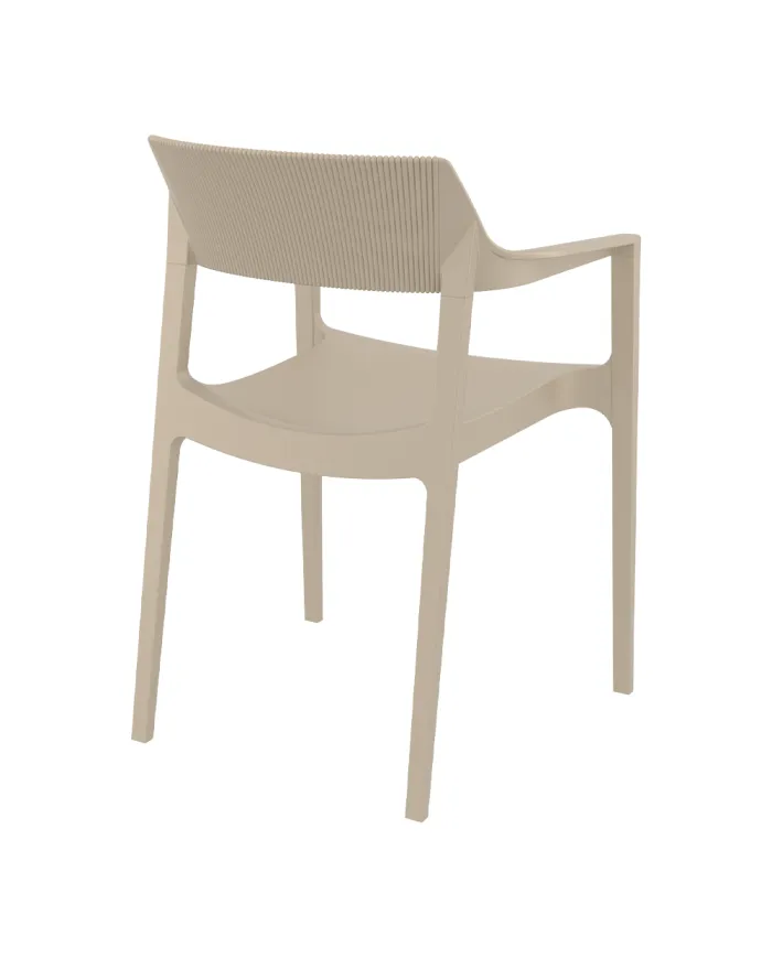 Fauteuil TULUM structure résine dossier strié tourterelle