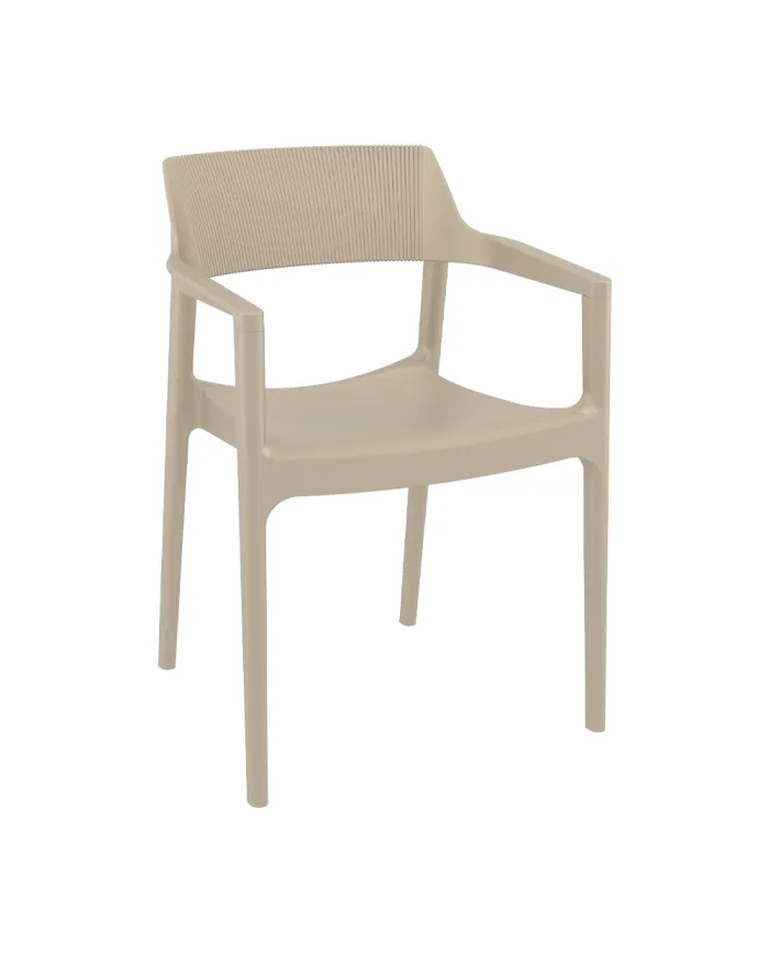 Fauteuil TULUM structure résine dossier strié tourterelle