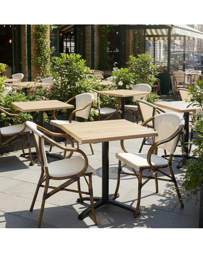 Fauteuil CORDOBA structure aluminium assise et dossier coloris crème