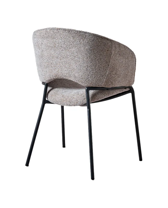 Fauteuil GINO structure métal assise et dossier tissu venus mouse