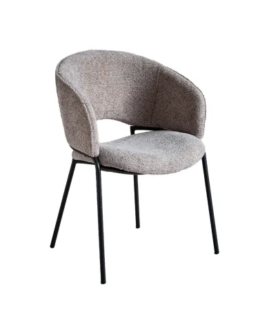 Fauteuil GINO structure métal assise et dossier tissu venus mouse