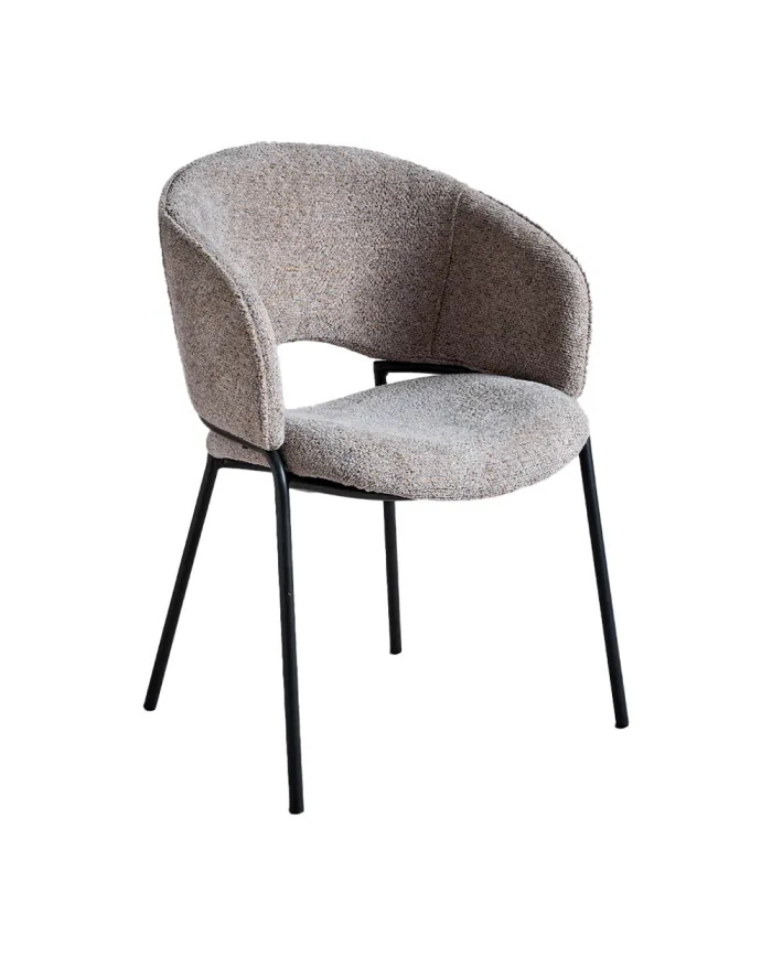 Fauteuil GINO structure métal assise et dossier tissu venus mouse