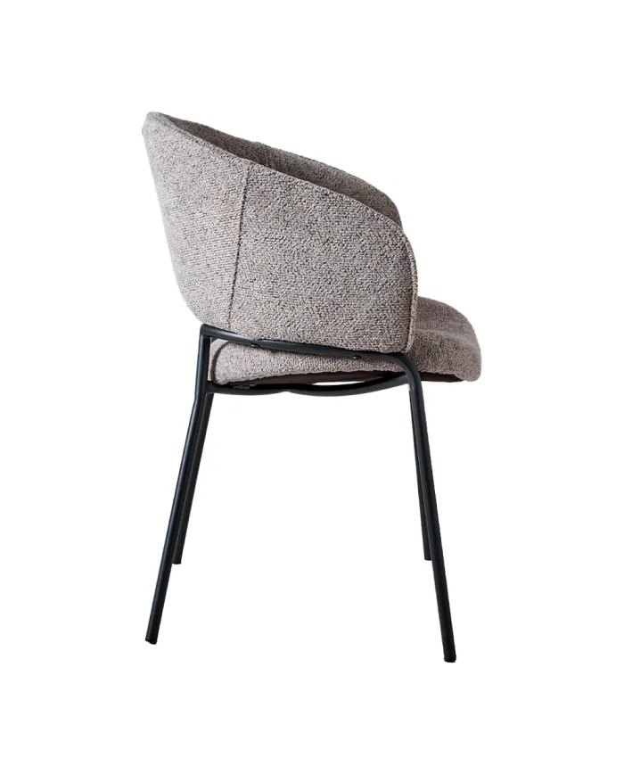 Fauteuil GINO structure métal assise et dossier tissu venus mouse