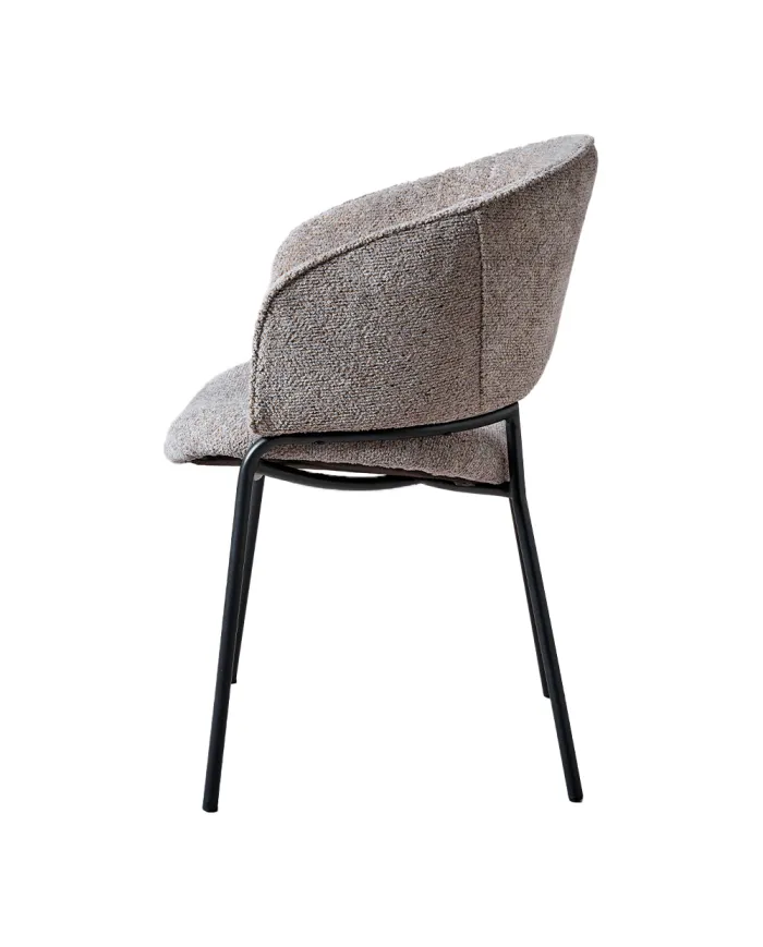 Fauteuil GINO structure métal assise et dossier tissu venus mouse