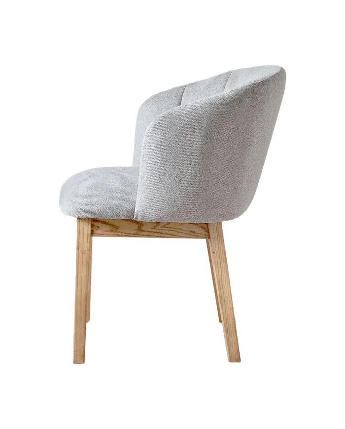 Fauteuil DORA structure bois de frêne naturel assise et dossier tissu