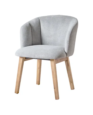 Fauteuil DORA structure bois de frêne naturel assise et dossier tissu