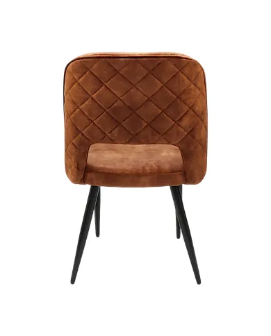 Chaise MELINE structure métal epoxy assise et dossier velour terracotta