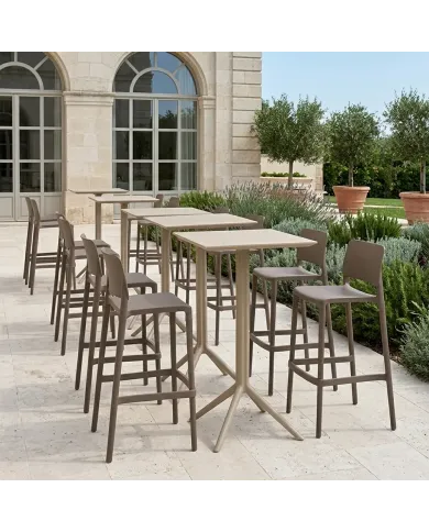 Chaise haute en résine JOY taupe renforcé en fibre de verre