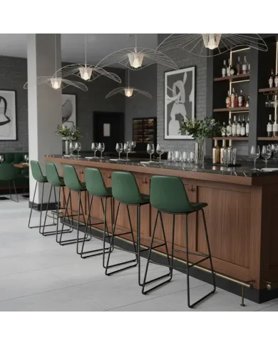 Chaise haute en métal anthracite LOVE assise et dossier capitonnés vert