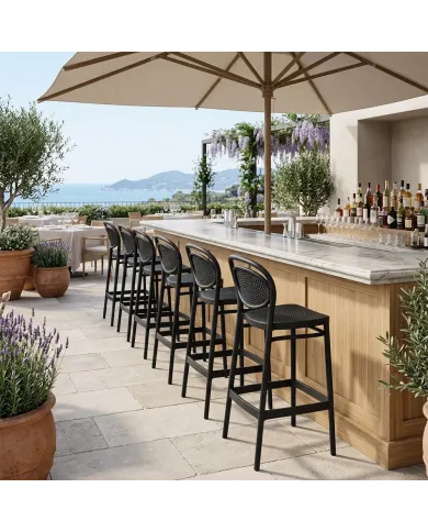 Chaise haute en résine Marcel noir