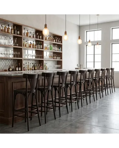 Chaise haute en bois hêtre massif MORZINE II assise bois wengé