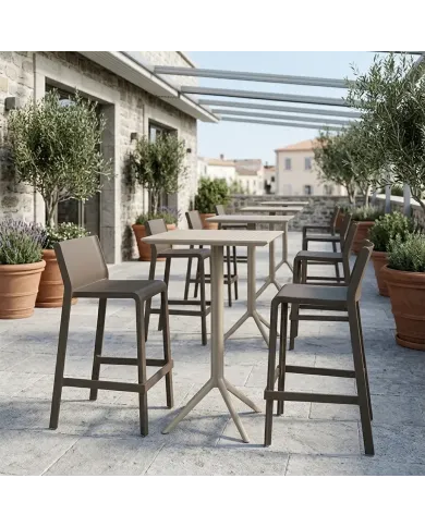 Chaise haute en résine TRILL tabac renforcé en fibre de verre