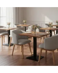 Fauteuil DORA structure bois de frêne naturel assise et dossier tissu