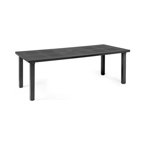 Table extensible en résine LEVANTE anthracite avec pieds aluminium