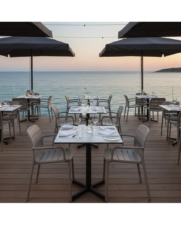 Fauteuil PALERMO structure résine gris taupe