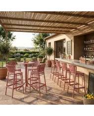 Chaise haute PORTOFINO structure résine marsala