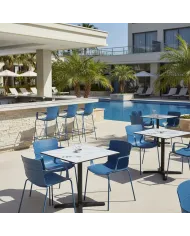 Fauteuil ROMA structure acier et coque polypropylène bleu