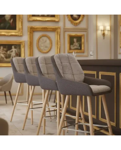 Chaise haute SENDAI structure chêne massif assise et dossier tissu anti-tâche