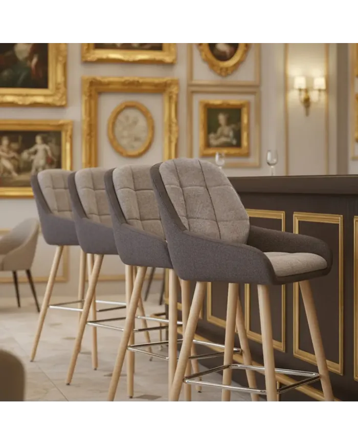 Chaise haute SENDAI structure chêne massif assise et dossier tissu anti-tâche