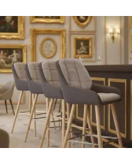 Chaise haute SENDAI structure chêne massif assise et dossier tissu anti-tâche